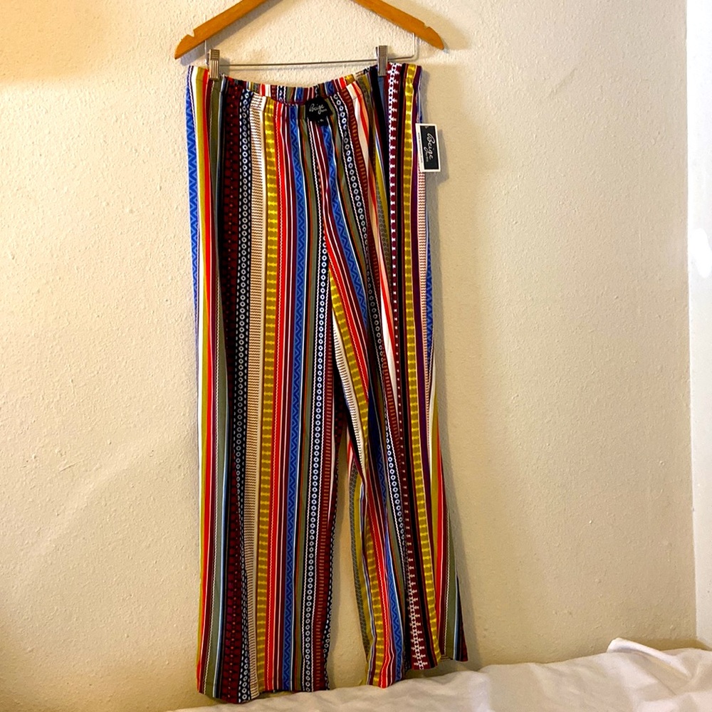 Elastic band stretch wide leg XL multicolored pants by eci